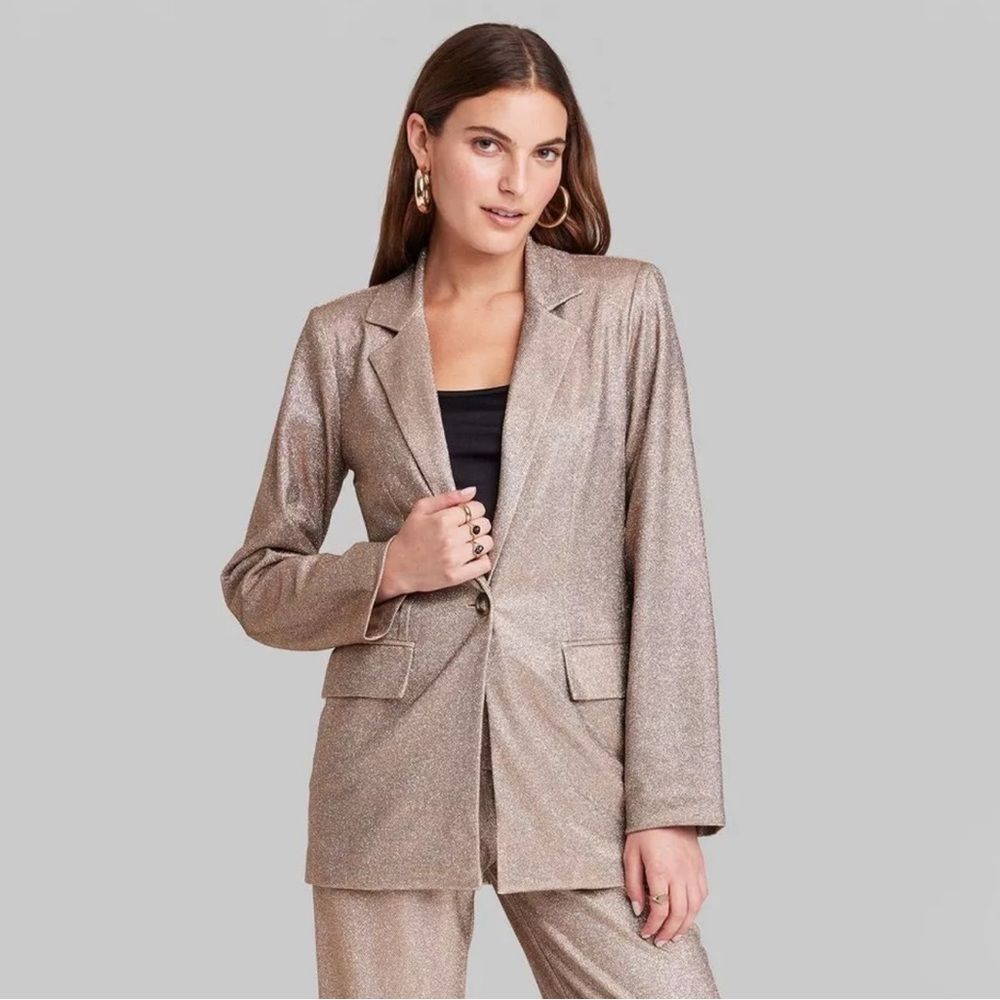 NWT Wild Fable Gold Glitter Blazer and Dress Pants Set